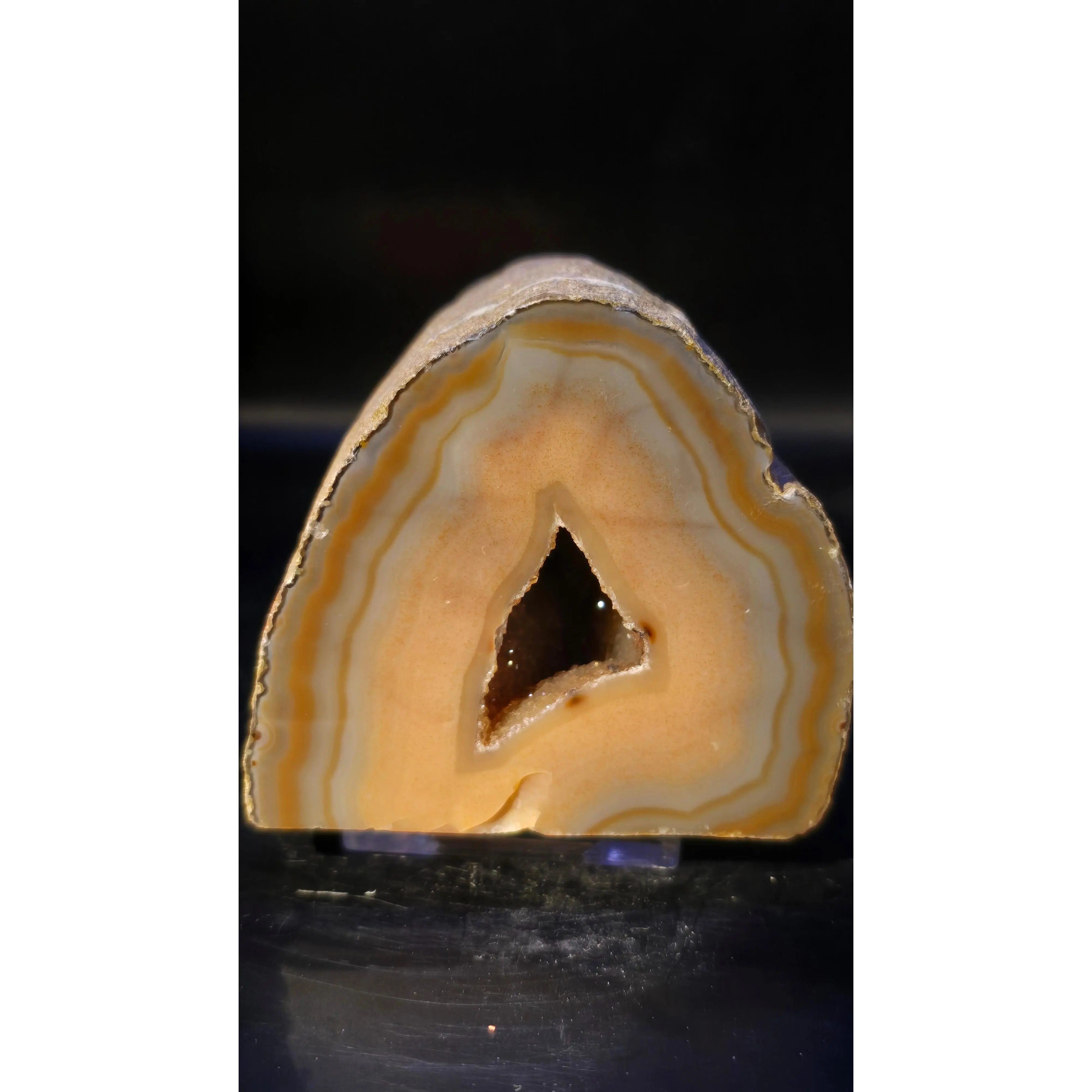 Brazilian Druzy Quartz Centered Mocha & Chocolate Agate – Polished Face – 0.71 lbs