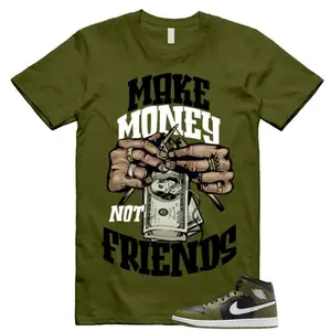 1 Sequoia Olive Green Black White Air Mid T Shirt Match MM, 1 Sequoia Olive Green Outfit, Trending Shirts, Top Tshirt