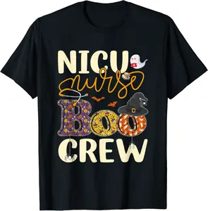 NICU Nurse Boo Crew Neonatal ICU Nurse Halloween Costumes T-Shirt - Folusoal Shop PW7B0B983669R