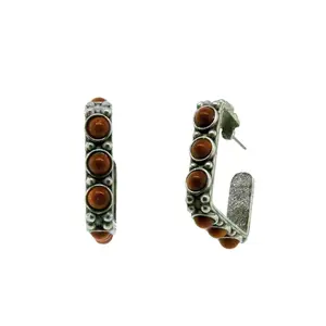 T.R.U. Boho Jewelry Pewter Genuine Sandstone Square Earrings