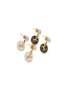 Chic 18k Gold Plated Hoop Earrings Set, Stainless Steel Horse Shape Design, Elegant Fashion Jewelry for Women, All Seasons