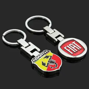Car Emblem Keychain H Buckle Double-sided Key Ring Accessories For FIAT Abarth 600 Panda Pulse Mobi 500X Tipo Strada 500L Fastback Cronos Ulysse Fullback Doblo Toro Qubo Aegea