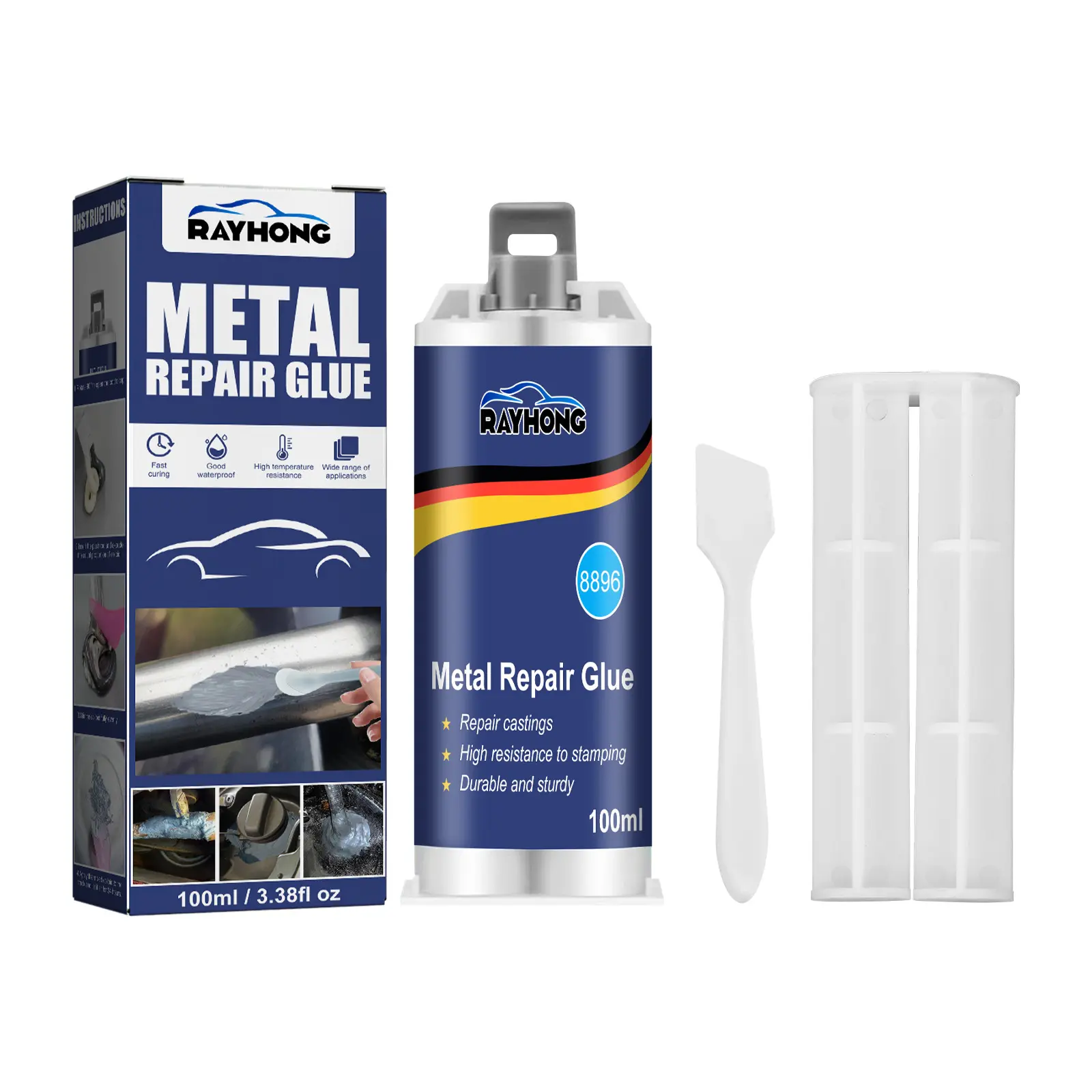 Metal repair casting adhesive, high-strength epoxy adhesive, repair of cracks and pinholes in metal castings, waterproof and high-temperature resistant industrial repair adhesive.
