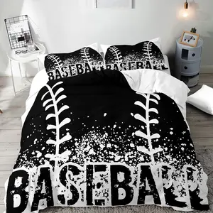Baseball Pattern Bedding Set Baseball Theme, Including 1 Count Duvet Cover and 1/2 Counts Pillowcase, Soft Comfortable Bedding Set for Home Bedroom