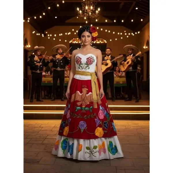One-of-a-Kind Hand-Painted Mexican Gala Dress – Velvet  Masterpiece
