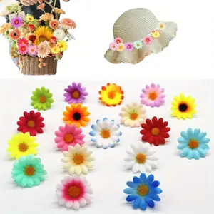 200 Pieces Fall Decor Mini Silk Flower Heads Small Fake Mums Rose Faux Flowers Bulk for Crafts Artificial Loose Fabric Flowers Heads Sunflower Bulk for Wedding Hair Cap Autumn Home Decoration