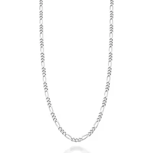 Miabella Italian Solid 925 Sterling Silver, 18Kt Gold Plated 2.3mm Diamond-Cut Figaro Link Chain Necklace for Women Men, Made in Italy