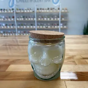 Skull Candle Jar, 14oz. All natural wax and oils, strong scent throw!