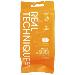 Real Techniques Cleanse + Extend, Miracle Quick Dry Brush Wipes, 20 Wipes