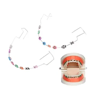 Vibrant Temporary Tooth Decorations - 1 Pair with Colorful Metal Brackets, Ligature Ties & Adjustable Metal Wires for Unique Smile Enhancement boxing equipment Retainer Dentures black accent oral use stainless steel temporary veneer metal  brace Accessory