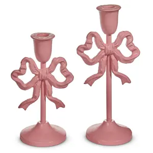 PINK BOW CANDLESTICK HOLDER