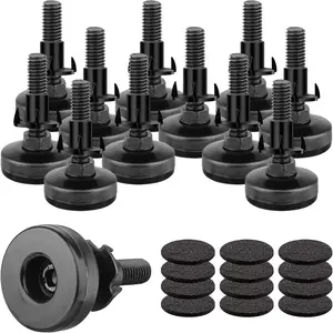 Heavy Duty  Levelers 3/8''-16 Thread, 12 count Adjustable Leveling  Furniture Levelers Screw  with Threaded Inserts for Tables Chairs Cabinets Sofa, Support 3960LBs- Large Base, Black