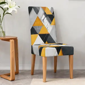4/5/6/7pcs Geometric Triangles with Marble Accents Chair Cover And Tablecloth Set, Easy Setup & Care, Fits Home Decor, Living Room, Outdoor Picnics, Restaurant, Festive Decor, Party Must-Have, Ideal Gift