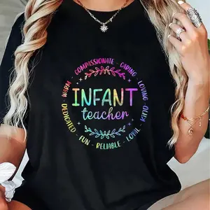 100% Cotton Infant Teacher Back To School Daycare Teacher Tie Dye T-Shirt Short Sleeve T-Shirt