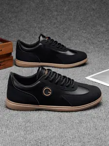 Men's Large Size Vintage Trendy Casual Sneakers Black Brown All-Match Low-Top Daily Commute Walking Shoes for Men Holiday Gift LOEIKAN