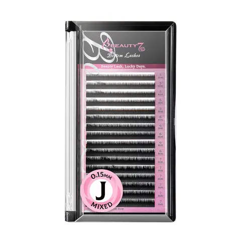 Beauty7 Mixed Volume Under Bottom Lower Individual False Eyelash Extension Tray 0.15mm J Curl 5mm 6mm 7mm Synthetic Mink for Professional Salon Makeup Artist Use - Cosmetic