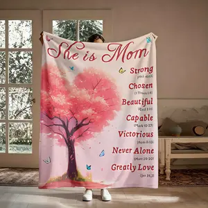 Inspirational Mom Bible Verse Flannel Blanket, Super Soft Warm Throw, Perfect Mother's Day Gift for Christian Mom, Couch Travel Church Blanket