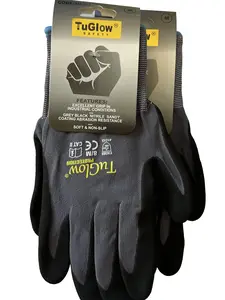 12 Pair Grey Safety Gloves Latex Coated Grip Cut Resistant