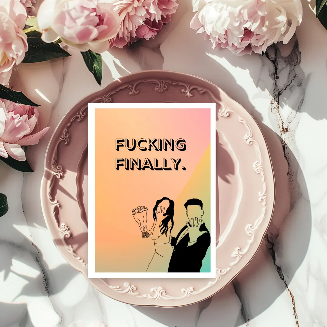 Funny Wedding Congratulations Card - Hilarious Marriage Card with 4.5" x 6.25" A6 Size, Includes Kraft Envelope & Sticker, Blank Inside