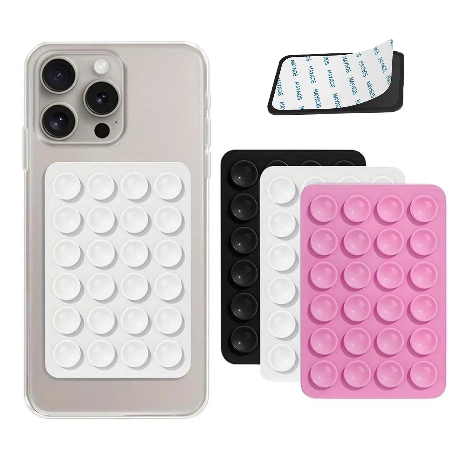 3PCS Silicone Double-Sided Suction Cup Phone Case Detachable Mount, Sticky Phone Grip with Higher Suction Power for iPhone, Hands-Free Phone Accessories Holder for Selfies and Videos, Cellphone Selfie Accessory, Adhesive Cellphone Holder