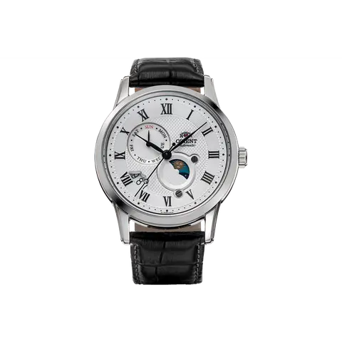 Orient Men's Automatic Analog Mechanical Watch - 42.5mm, Sapphire Crystal, Day/Date Subdials, 50M-100M Water Resistant, Stainless Steel, Leather Band, Clasp Closure, 12-Month Warranty, RA-AK0008S30B