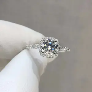 Princess Square Halo 1 Carat Simulated Moissanite Ring for Women Full Cubic Zirconia Pave Setting Minimalist Understated Luxury Fashion Stackable Jewelry Gift for Her Adjustable opening