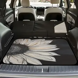 1pc Heavy Duty Sunflower Print Car Trunk Mat - Extra Large, Machine Washable, Fit for SUV, Sedan, Truck - Durable Interior Protector with Stable Grip for Travel, Camping, Pet Use - Auto Accessories, Car Trunk Mat, Travel Car Accessory