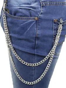 Men's Fashion Wallet Key Chain Rocker Biker Classic Metal Links Silver Fun Casual Look