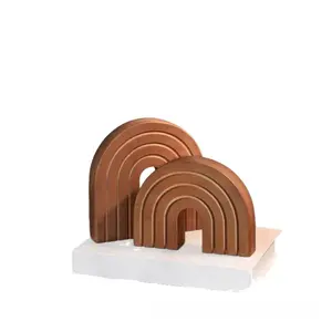 Natural Solid Wood Arch Display Shelf, Minimalist Photo Prop for Product Photography, Boho Modern Decor for Home & Cafe
