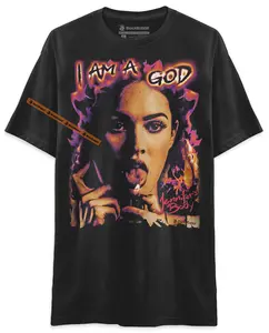 BLACK RABBIT Jennifer's Body I Am A God Megan Fox Horror Movie Retro Vintage Bootleg Unisex Classic T-Shirt Jumbo Oversized Print Heavyweight Streetwear Shirt