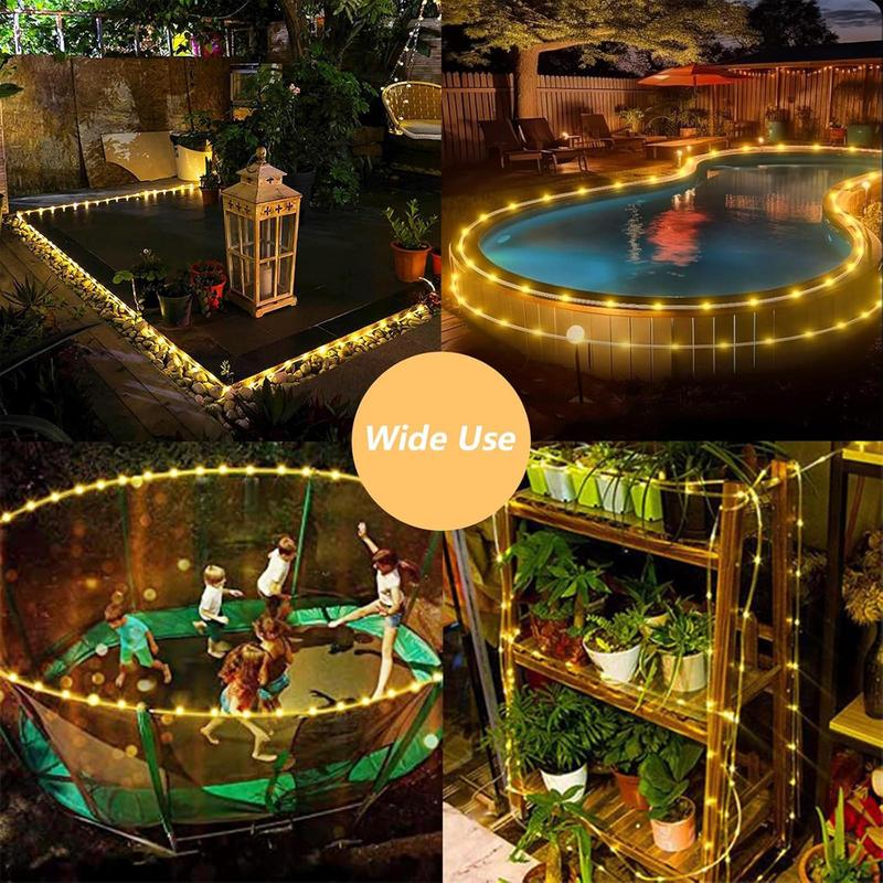 GO VIRAL!  39FT Solar Rope Lights - NO WIRES, NO BILLS!  Waterproof,8 Modes for Patio, Garden, Fence. Perfect for Parties!