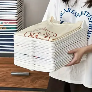 10 Piece Stackable Clothing File Folders, Portable Plastic Shirt and T-Shirt Storage Box, Space Saving Compact Organizer