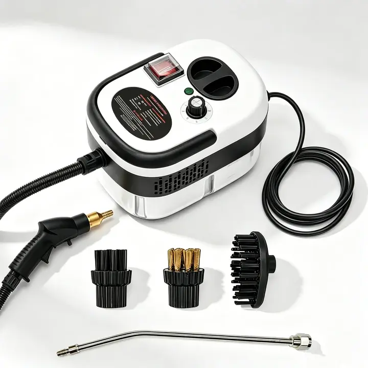 2500W Handheld Steam Cleaner with 6-Level Pressure – Blasts away grease, grime, and bacteria without chemicals. 40.6oz tank tackles cars, floors, furniture, tile grout, and walls – deep cleaning made simple