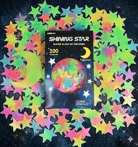 Glow in The Dark Stars Stickers for Ceiling, Adhesive 200pcs 3D Glowing Stars and Moon for Kids Bedroom,Luminous Stickers Create a Realistic Starry Sky,Room Decor,Wall Stickers