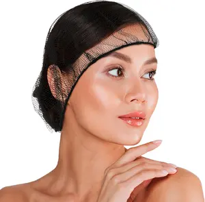 Black Disposable Hair Net, 28 Inches. 100   Nylon Bouffant Hair Nets. Bouffant Caps Disposable with Elastic Edge. Stretchable Hairnets for Foodservice, Industrial Use