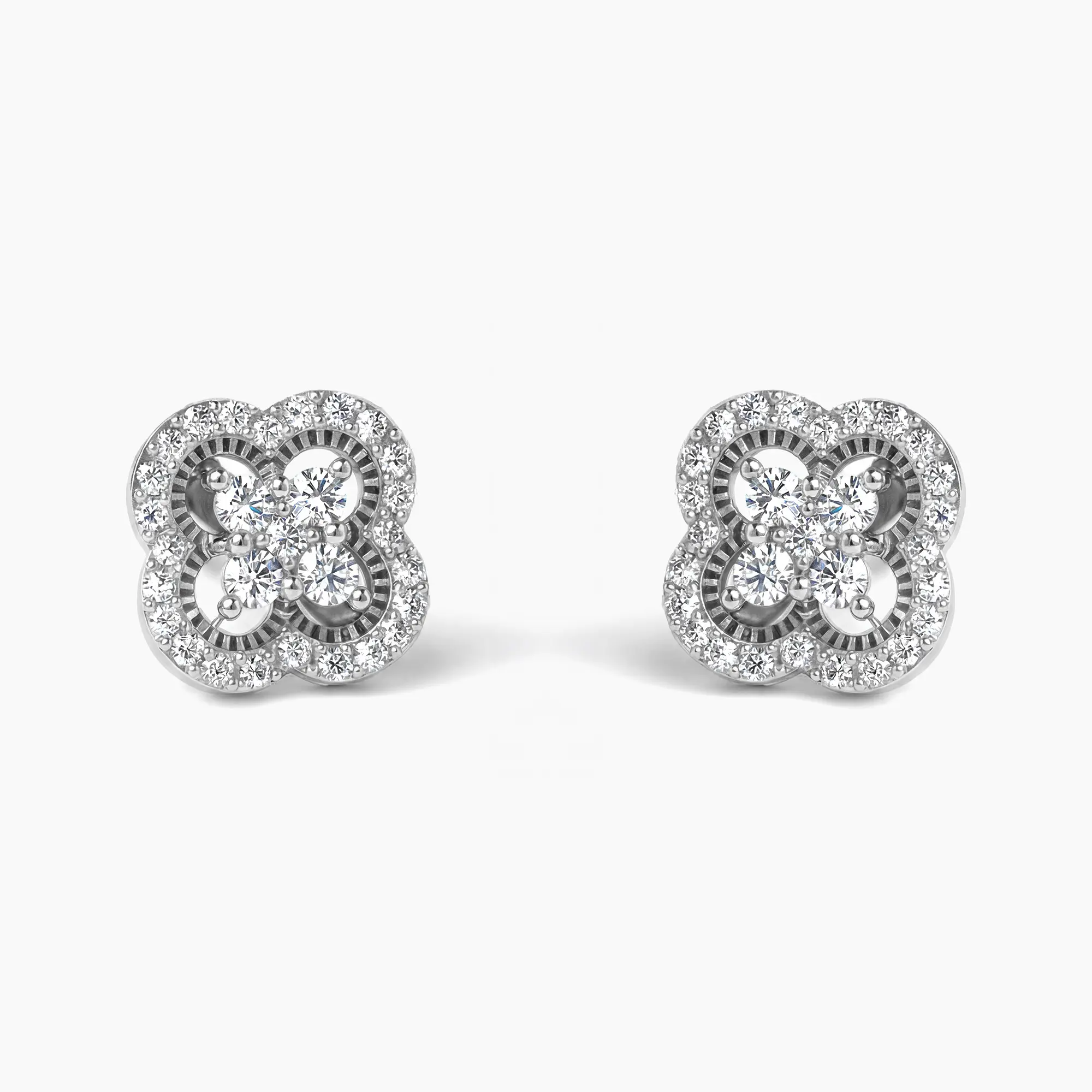 #1   |   0.33 CTW | Clover Halo Lab Diamond Earrings set in 925 Sterling Silver