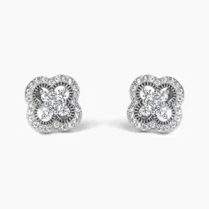 #1   |   0.33 CTW | Clover Halo Lab Diamond Earrings set in 925 Sterling Silver