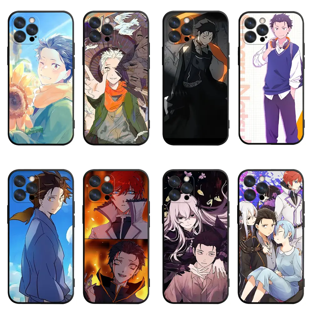 Hot Anime Re:Zero Natsuki Subaru Anime Four Corners Shock Absorbing TPU Phone Cases For iPhone 17 Pro Max 16 15 14 13 12 11 Samsung S23 S24 S25 S26 Ultra Phone Cover