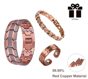 Pure Copper Magnetic jewelry set  Extra Strong Neodymium Magnets, Adjustable Fit & Classic Design (Wellness Energy Jewelry)
