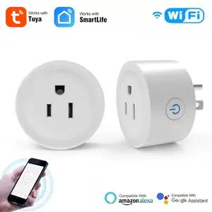 Tuya Smart Plug Us WiFi Wireless Metered Timer Socket Remote Control 16a with Battery Voice Control Compatible Alexa Google Assistant