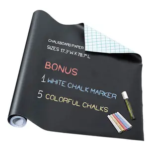 Chalkboard Paper - Blackboard Vinyl Paper Removable Bulletin Wall Sticker, Free: 1 White Chalk Marker Pen + 5 Colorful Chalks - 17.3" W x 78.7" L…