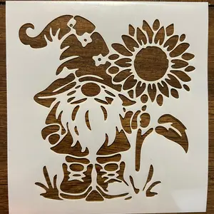 Gnome and Sunflower 10 MIL Mylar Reusable Painting Stencil for Festive Designs Durable and Easy Artwork Tools