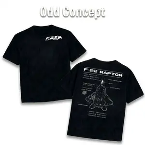 F-22 Raptor Fighter Jet Blueprint Tee, Stealth Aircraft Schematic Shirt, Black Air Force Military Tee, Pilot Aerospace Gift, Mach Speed Warplane Streetwear