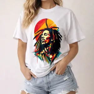 Reggae Music Legend Graphic Tee Colorful Rasta Vibes Casual Shirt