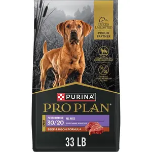 Pro Plan Sport Performance 30/20 Dry Dog Food with Beef and Bison, High Protein Formula for Active and Athletic Dogs, 33 lb Bag