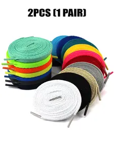 2 Pcs (1 Pair) 0.31 Inch Wide Flat Shoelaces for Sports Shoes, Running Shoes Boots, Durable Shoe Laces for Athletic Footwear