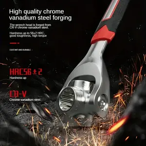 52 in 1 Socket Wrench, Stainless Steel Multifunction Wrench Tool with 360 Degree Rotating Head, Universal with Rubber Handle for Home Bicycle Motorcycle Car Repair