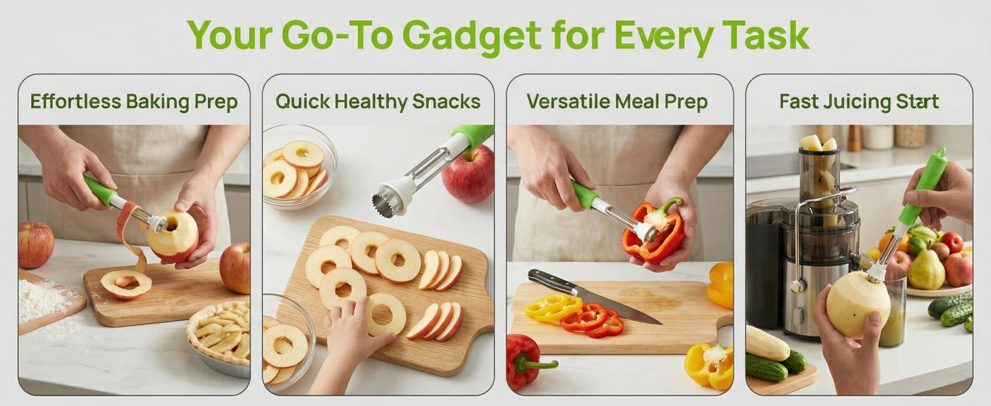 Food grade stainless steel 2-in-1 fruit corer and peeler, used as a telescopic corer for fruits such as apples and pears