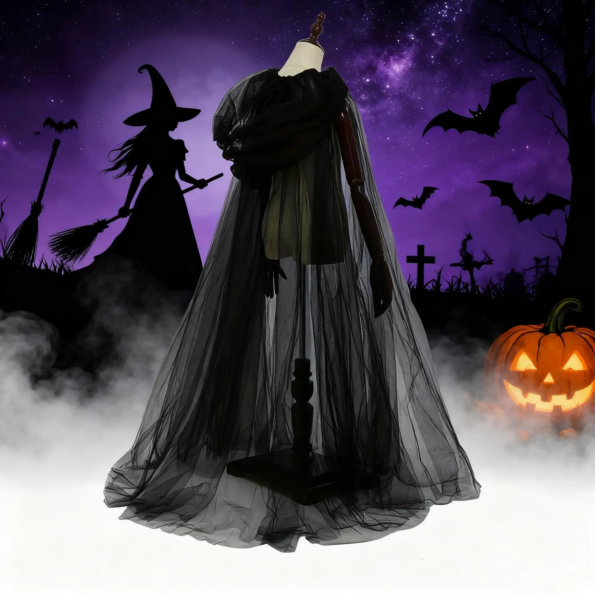 Halloween Cosplay Shawl, Wine Bride Witch Vampire Women Costume Accessory,Hercicy Halloween Lace Cape Full Length Hooded Cloak Gothic Witch Sheer Cape for Cosplay Vampire Costume Wedding