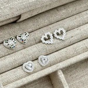 Real Silver 925 Colorful Heart Earring